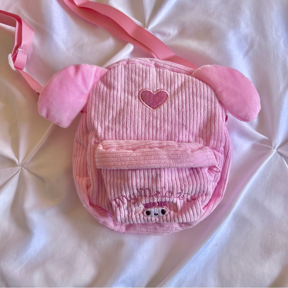 🩷 My Melody Pink Corduroy Embroidered Crossbody Bag Kawaii Sanrio Rave Purse